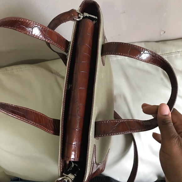 SOLD Cole Haan Canva Brown Croc Leather Shoulder - Picture 6 of 8